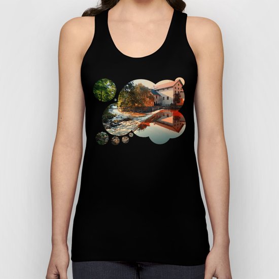 The river, a country house and reflections | waterscape photography Unisex Tank Top