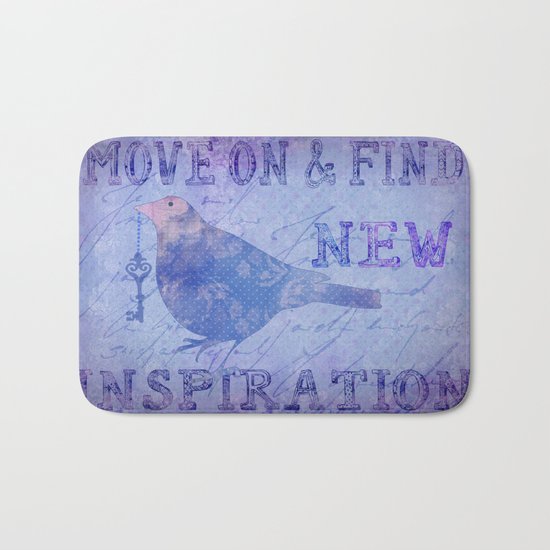 Bird collage inspirational Quote Bath Mat