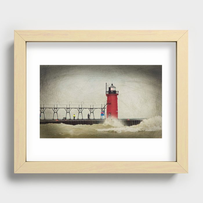 Fishing in the storm Recessed Framed Print