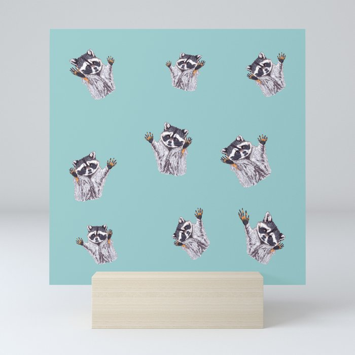 Playful Dancing Raccoons Edition 4 Mini Art Print
