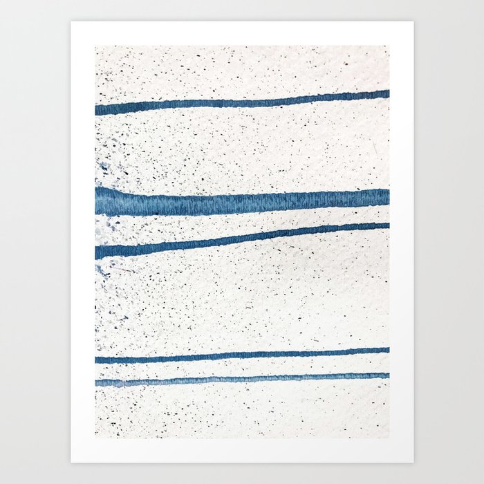 Parallel Universe [horizontal]: a pretty, minimal, abstract piece in lines of vibrant blue and white Art Print