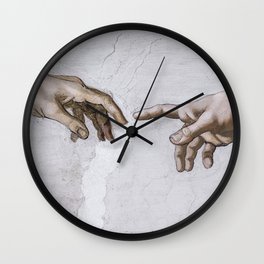 Hands of God and Adam, Sistine Chapel Ceiling by Michelangelo Wall Clock
