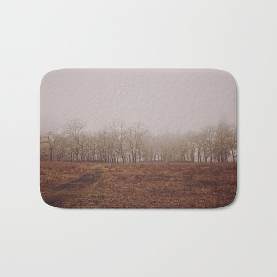 Foggy Trail to the Trees Bath Mat