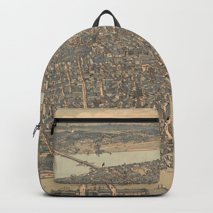 Vintage Pictorial Map of Boston MA (1899) Backpack