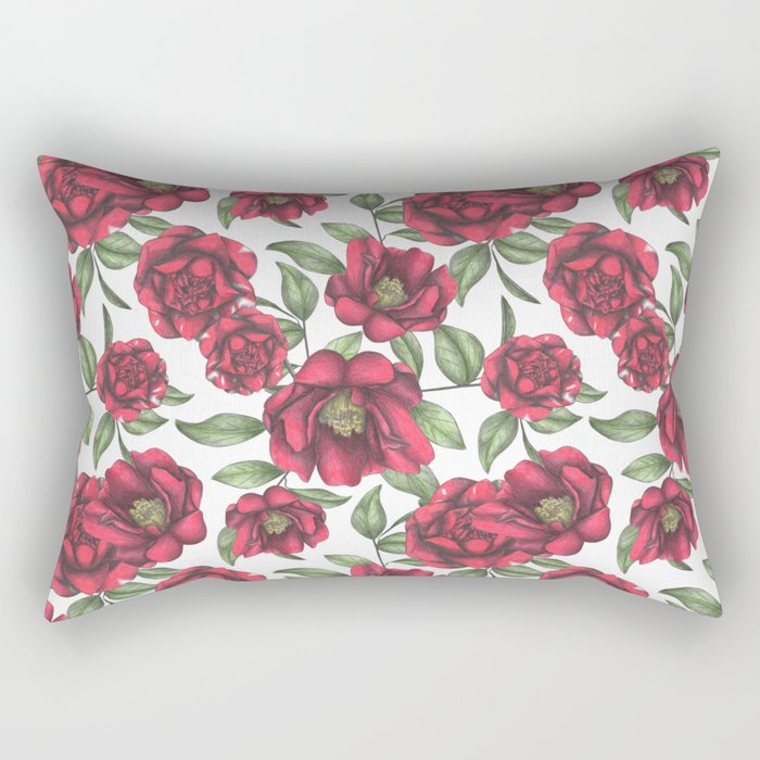 Blooming Camellias Rectangular Pillow