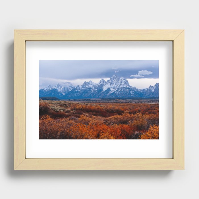 Teton Range in Fall Recessed Framed Print