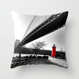 The Little Red Lighthouse - George Washington Bridge NYC Throw Pillow