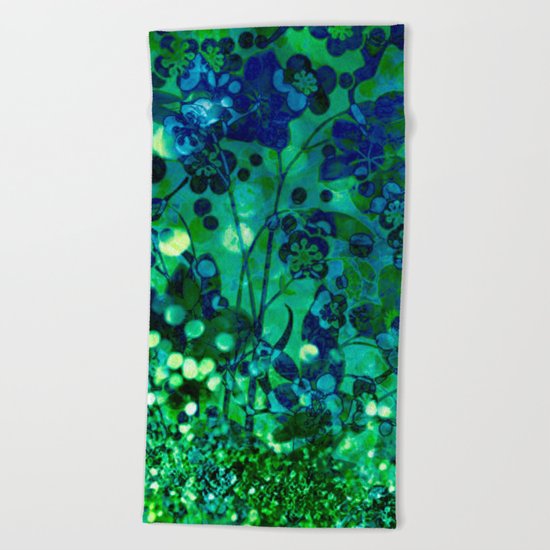 Bokeh floral Beach Towel