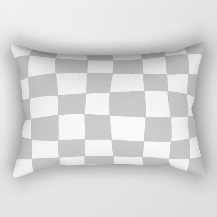 Hand Drawn Checkerboard Pattern (gray/white) Rectangular Pillow