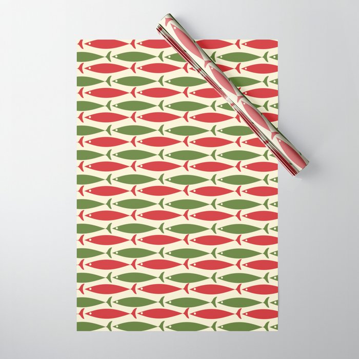 Christmas Green Wrapping Papers Mid Century Modern Christmas