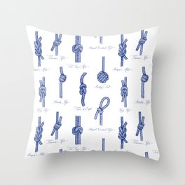 Nautical Knots (White and Navy) Throw Pillow