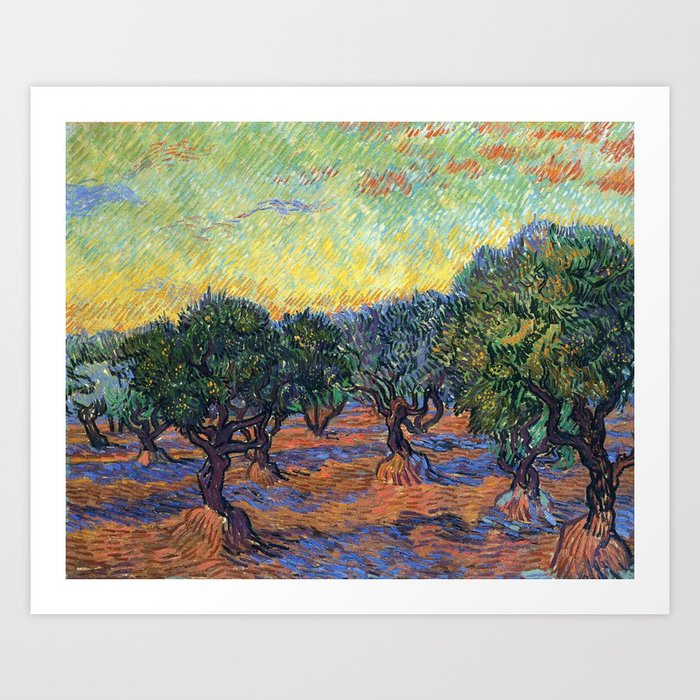 Vincent Van Gogh Olive Grove Orange Sky Art Print