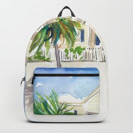 Pastel Colored Conch Houses in Whitehead Street Key West Backpack