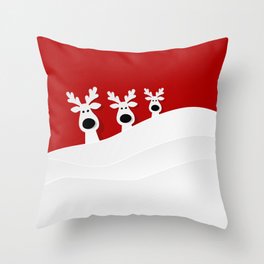 Festive Red Christmas Reindeer Throw Pillow