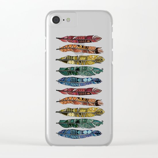boho rainbow feathers Clear iPhone Case