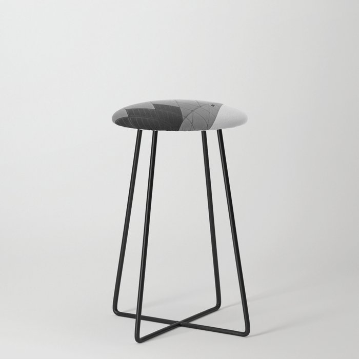 Abstract Geometric shapes towards the light | Modern steel architecture Monochrome Industrial Style Counter Stool