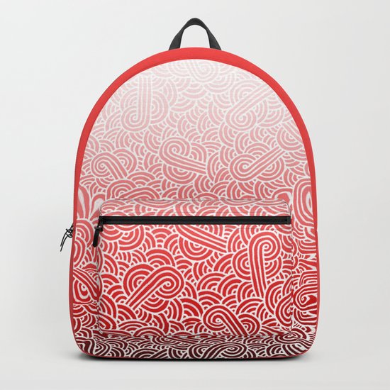 Ombre red and white swirls doodles Backpack