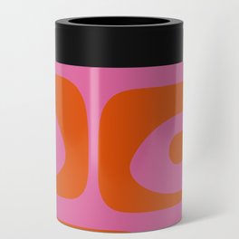 Mid-Century Modern Piquet Minimalist Abstract in Hot Pink and Retro Red Orange Can Cooler