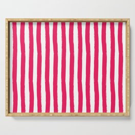 Red and White Cabana Stripes Palm Beach Preppy Serving Tray