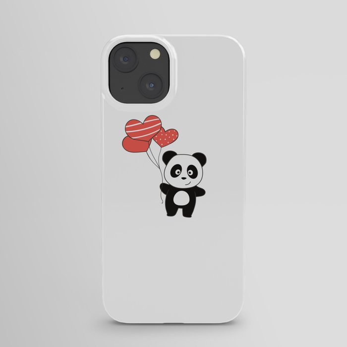 Panda Cute Animals With Heart Balloons To iPhone Case