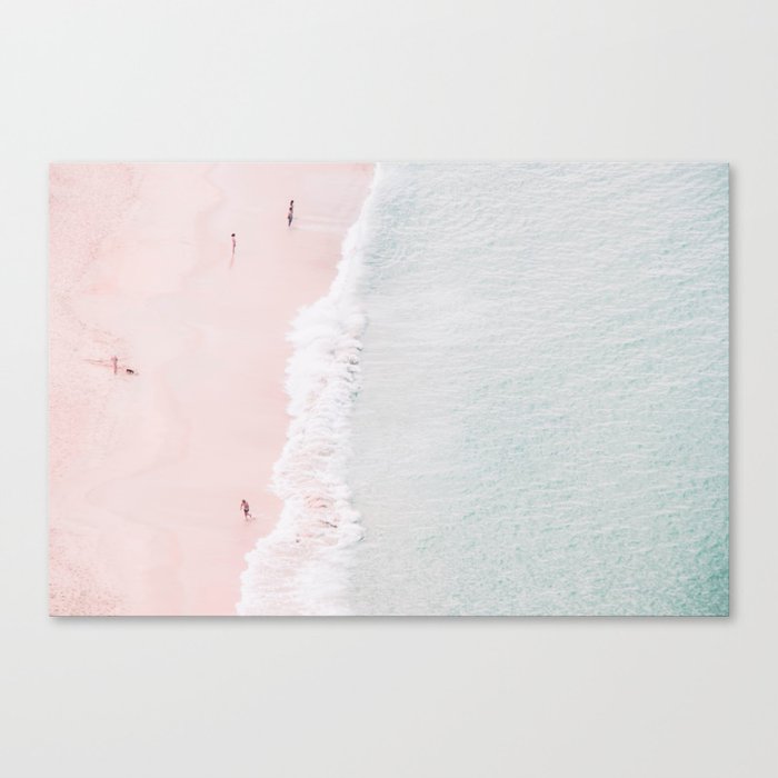 Aerial Pink Beach Print - Pastel - Ocean - Sea - Travel photography Canvas Print