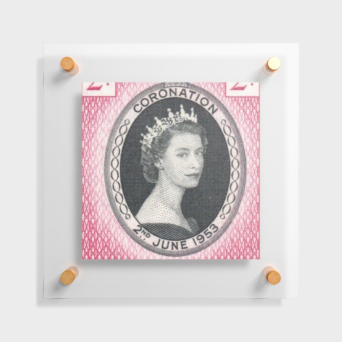 Portrait of Elizabeth II, queen of the United Kingdom 2 vintage stamp Floating Acrylic Print