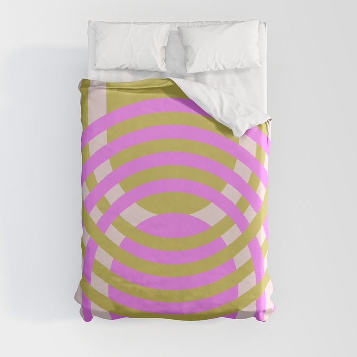 Arches Composition in Light Sage and Retro Pink Duvet Cover