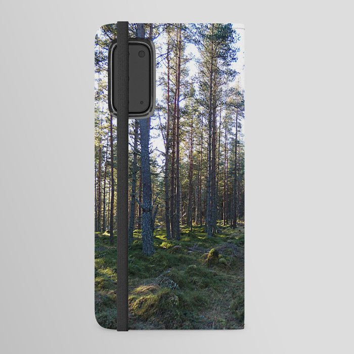 Scottish Winter's Pine Forest's Light in Afterglow Android Wallet Case