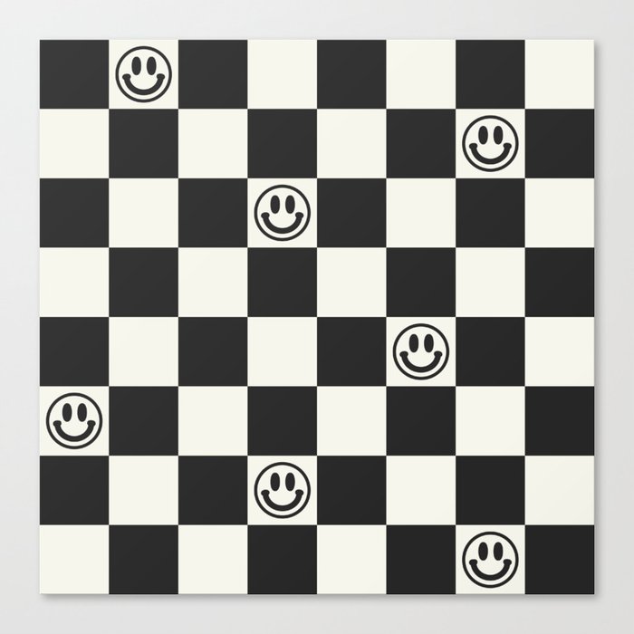 Smiley Face & Checkerboard  Canvas Print
