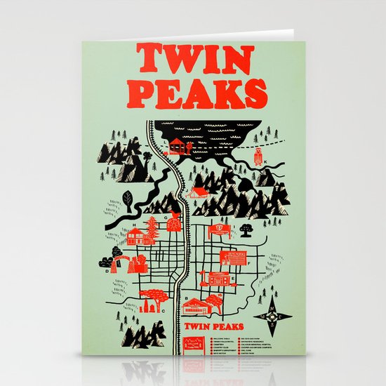 Twin Peaks Map Stationery Cards