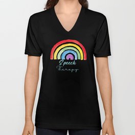 Watercolor Rainbow Speech Therapy V Neck T Shirt