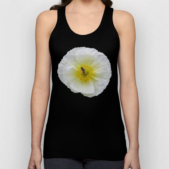 White Poppy with Bee Unisex Tank Top