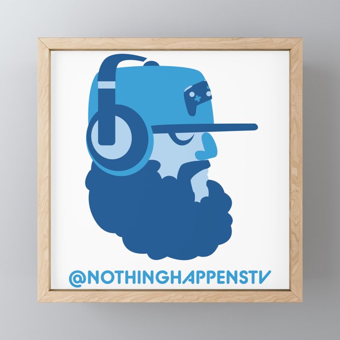 Nothing Happens TV Beard and Headphones Framed Mini Art Print