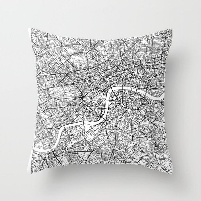 London Map White Throw Pillow