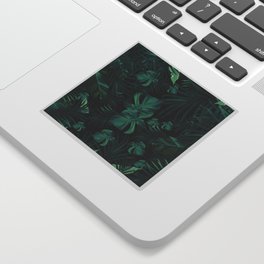 Tropical Jungle Night Leaves Pattern #1 (2020 Edition) #tropical #decor #art #society6 Sticker