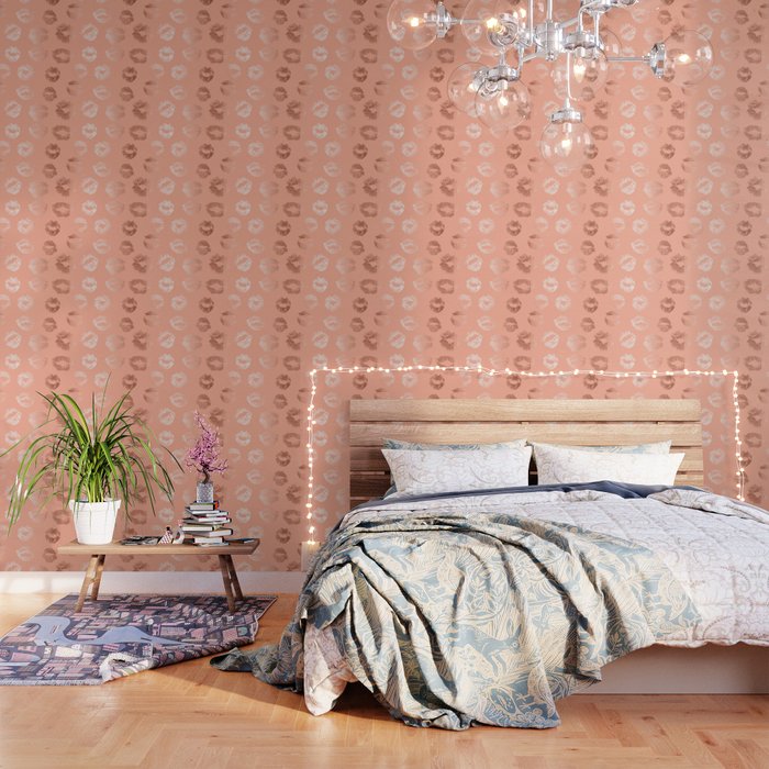 Sweet Life Lips Peach Coral Pink Shimmer Wallpaper By