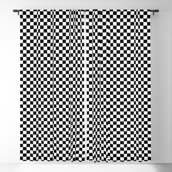 Classic Black and White Race Check Checkered Geometric Win Blackout Curtain