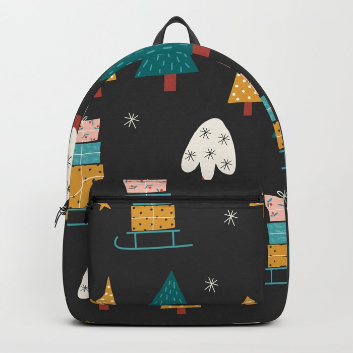 Christmas Tree and Gift Boxes Pattern Background Backpack