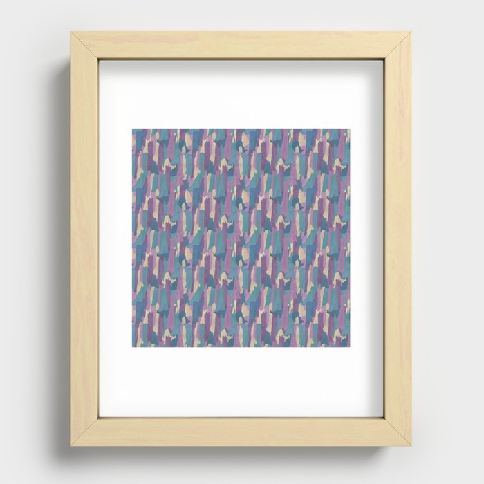 abstract seamless pattern of watercolor stains in purple, blue and cream colors Recessed Framed Print