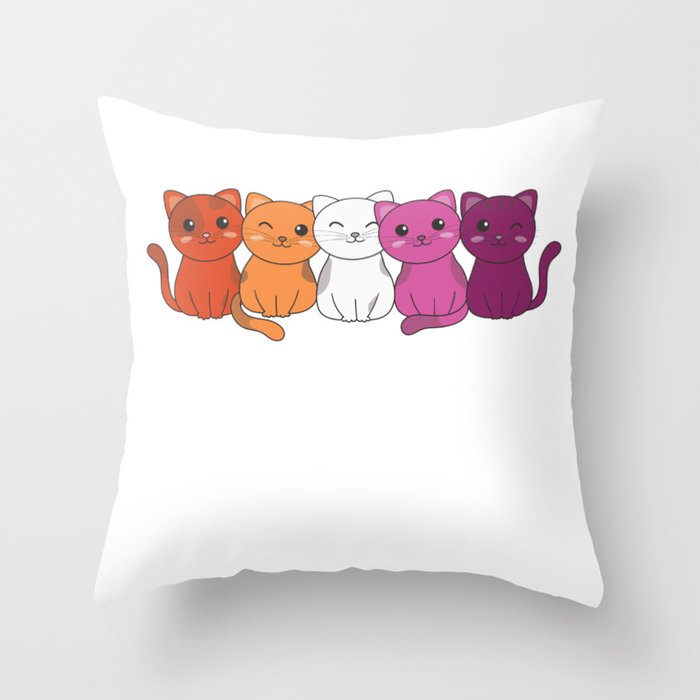 Lesbian Flag Gay Pride Lgbtq Cats Cute Cat Throw Pillow