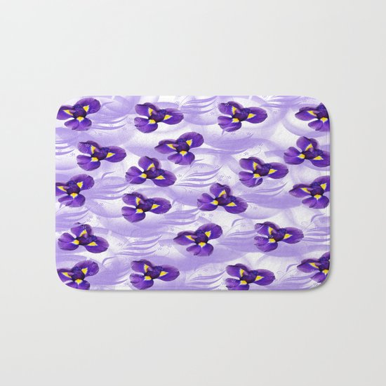 Elegant Floating Irises Abstract Bath Mat