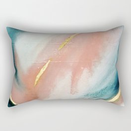 Celestial [3]: a minimal abstract mixed-media piece in Pink, Blue, and gold by Alyssa Hamilton Art Rectangular Pillow