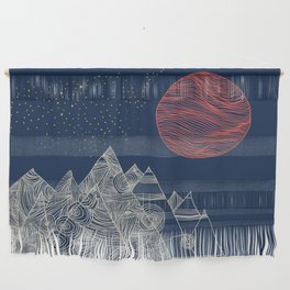Mountains, Stars and Super Moon Wall Hanging