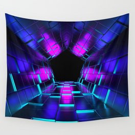 Purple Lights Rendering Tunnel Wall Tapestry