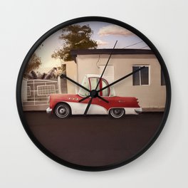 The Cuban Kingpin - Vintage car in the streets of Cuba Wall Clock