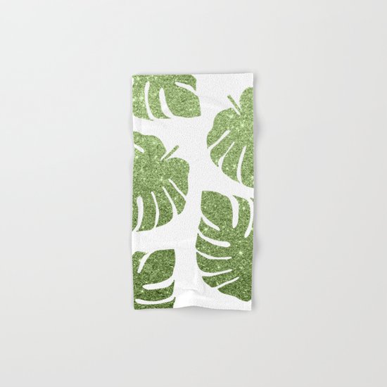 Glitter Monstera Leaves Hand & Bath Towel