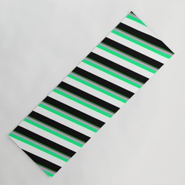 [ Thumbnail: Colorful Forest Green, Plum, Green, White, and Black Colored Lines Pattern Yoga Mat ]
