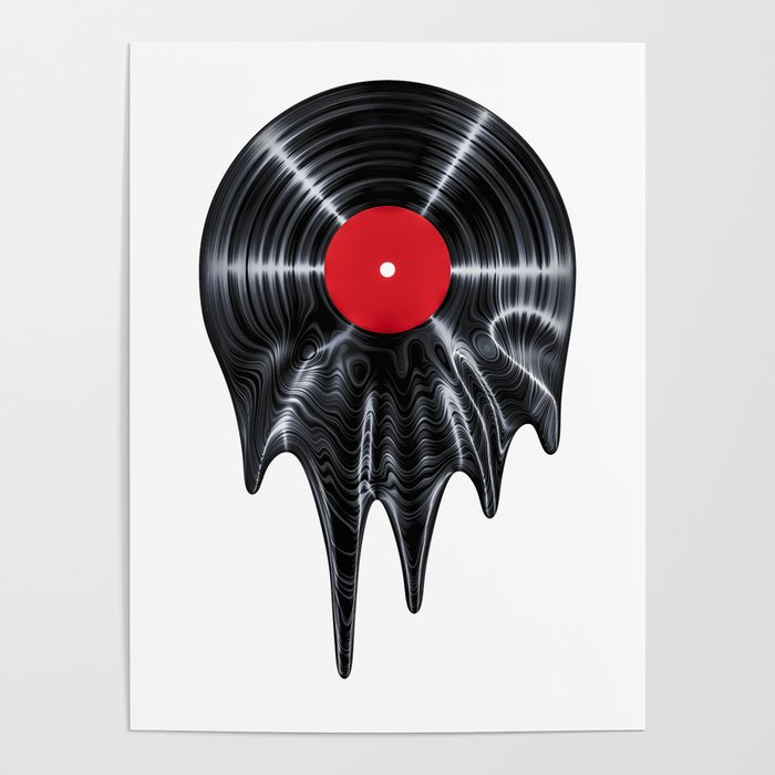Melting vinyl / 3D render of vinyl record melting Poster