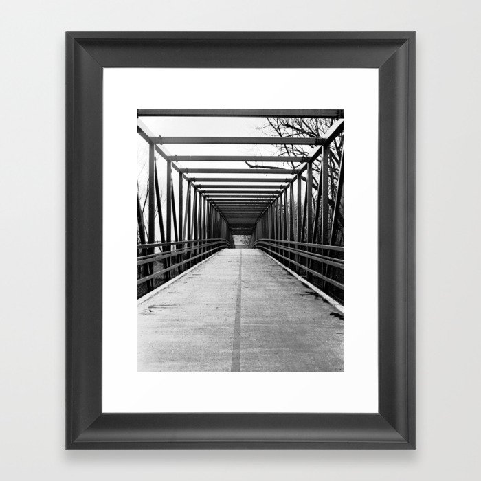Bridge to Nowhere Black and White Photography Framed Art Print