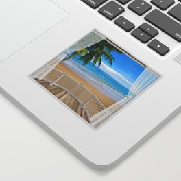 Balcony with a Beach Ocean View Sticker